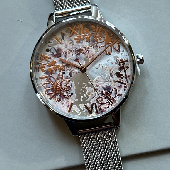 Olivia Burton Abstract Florals Watch With 34mm Silver Face & Silver MeshBracelet main image 8